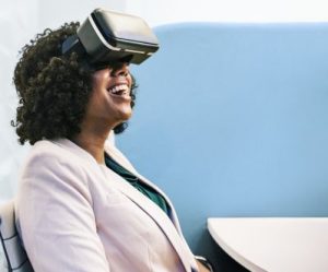 Woman with VR glasses