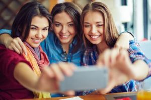 Selfie of three girls