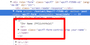 HTML Code von Contact Form 7: Etxra und