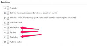 Anpassen der Priorität der Kategorie und Schlagwort-Seiten für die interne Verlinkung