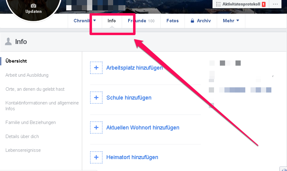 Was bedeutet bei Facebook im Profil verbergen?